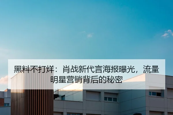 黑料不打烊：肖战新代言海报曝光，流量明星营销背后的秘密